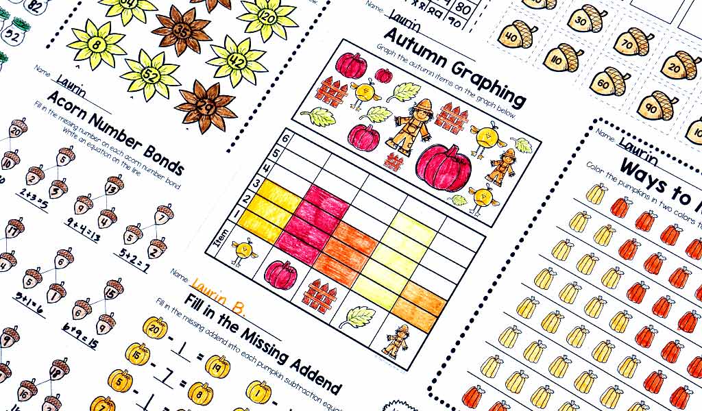 Autumn Math Worksheets Middle School