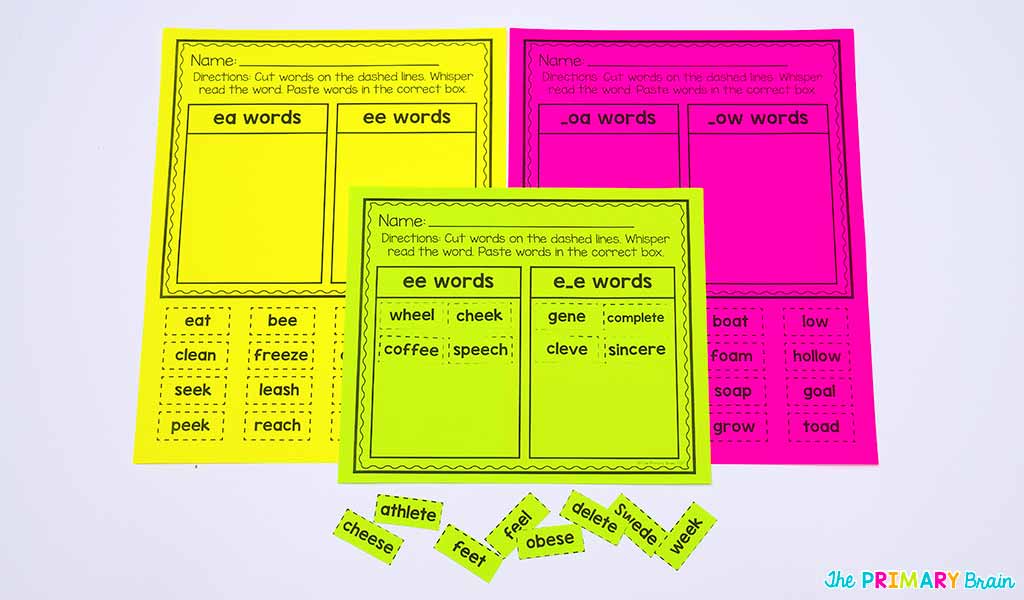 Long Vowel Cut and Paste Activity