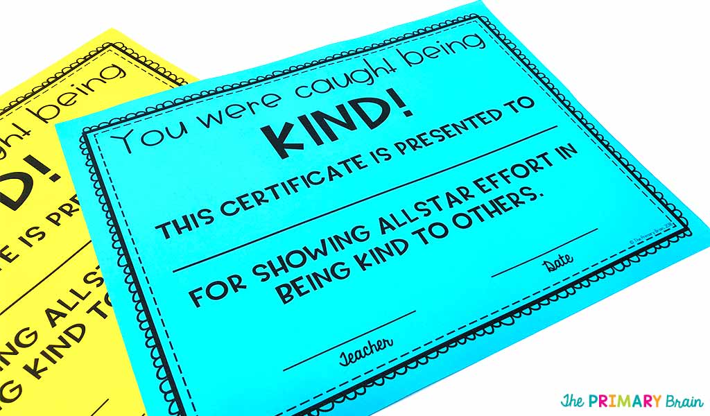 Kindness Award Certificates Freebie The Primary Brain