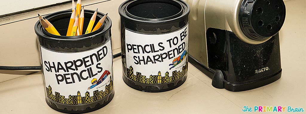 Superhero Pencil Cup Labels