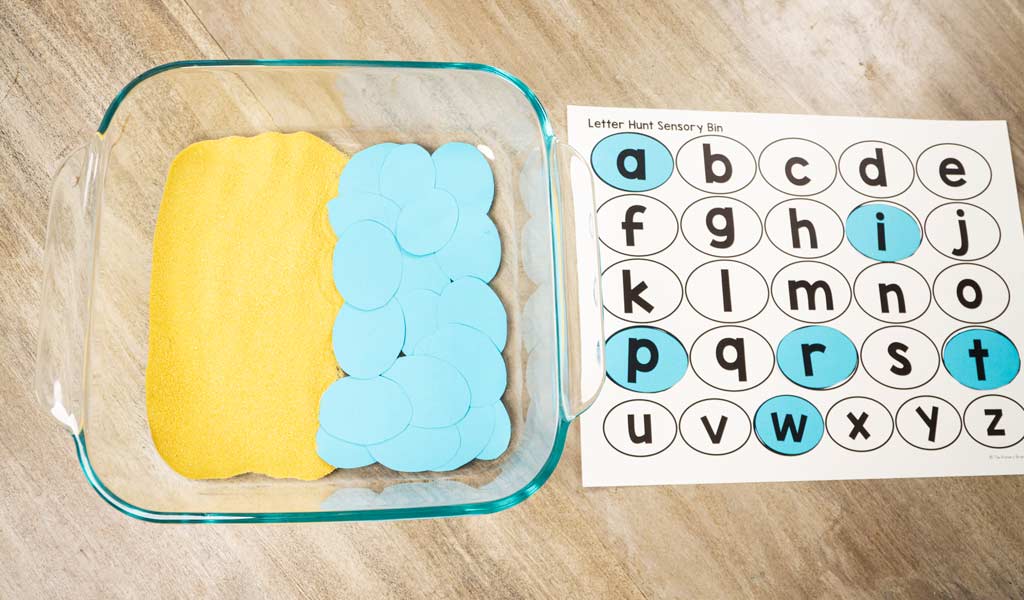 Letter Hunt Sensory Bin Freebie